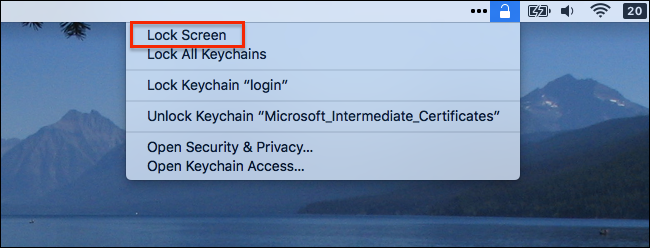 keychain access lock screen button