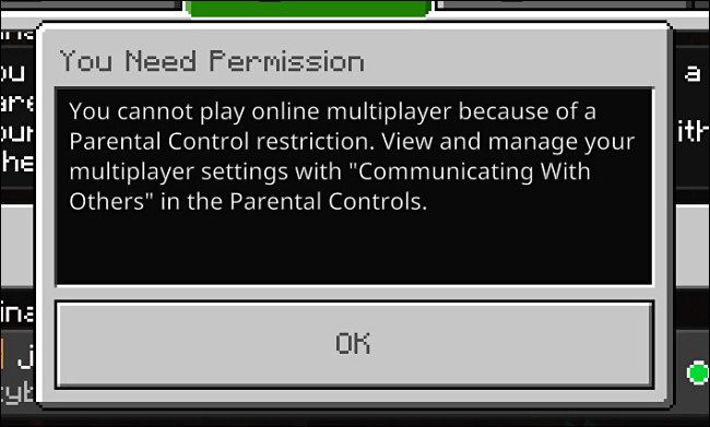 The effects of the parental control "Restrict Communicating with Others" on Minecraft on the Switch