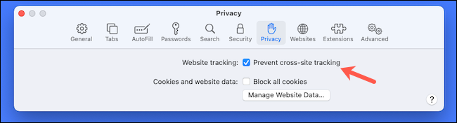 Enable cross-site tracking prevention on Safari