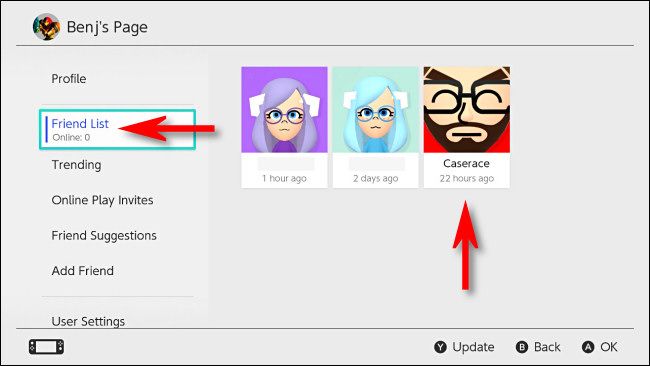 On your Switch profile page, select 