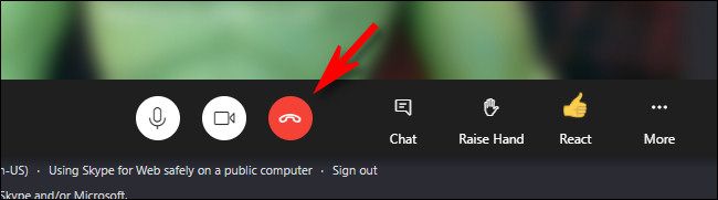 The disconnect button in Skype "Meet Now"
