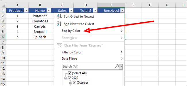 How to Make Sortable Headings in Excel