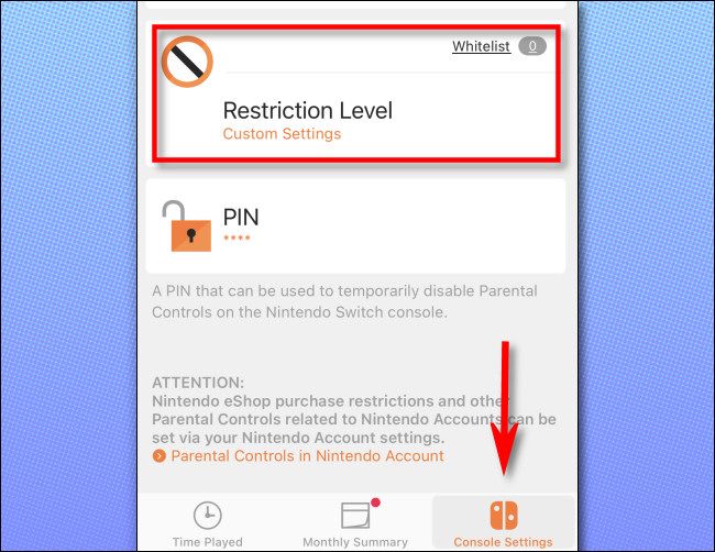 In the Nintendo Switch Parental Controls app, tap 