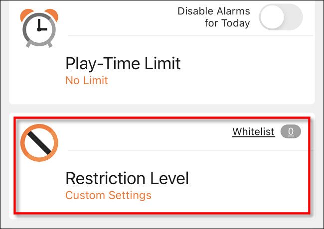 Tap "Restriction Level."