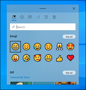 The updated emoji picker on Windows 10.
