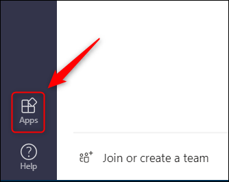 The &quot;Apps&quot; option in the Teams sidebar.