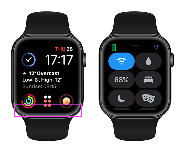 how to open apple watch control center