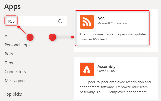 The RSS connector for Microsoft Teams.