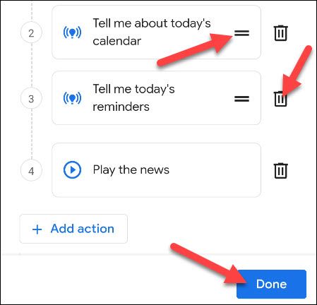 edit the routine actions
