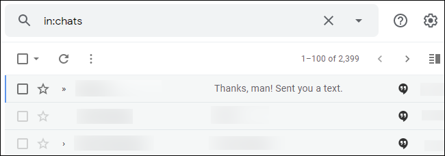 Chat logs in Gmail.
