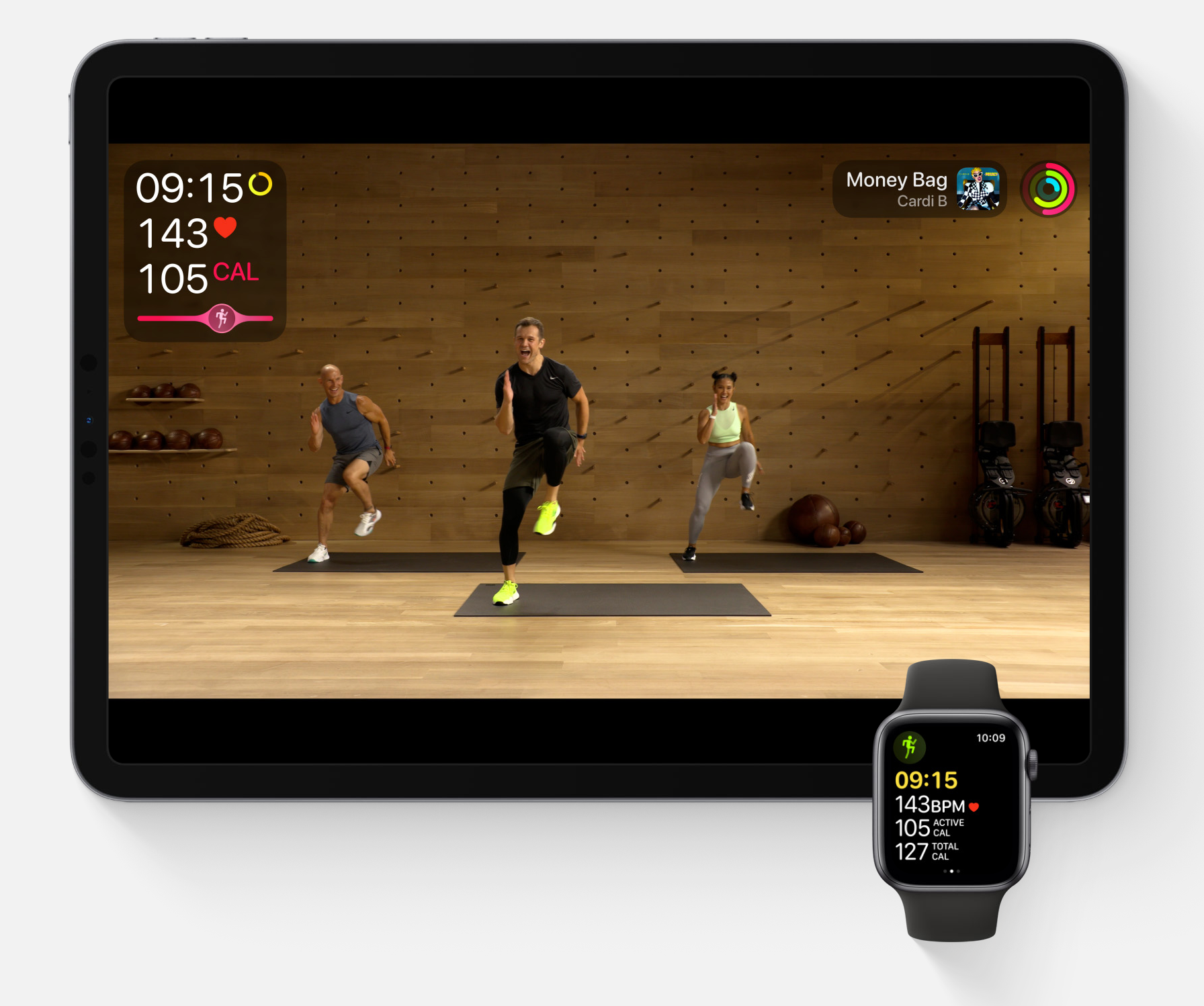 apple watch and ipad on fitness+