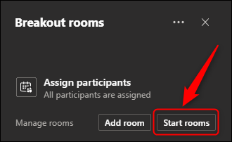 The &quot;Start rooms&quot; option.