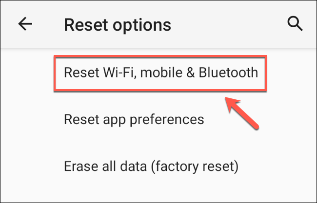 In the &quot;Reset Options&quot; menu, tap the &quot;Reset Wi-Fi, Mobile &amp; Bluetooth&quot; option.