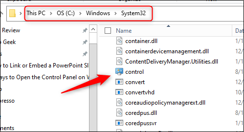 Control Panel in File Explorer
