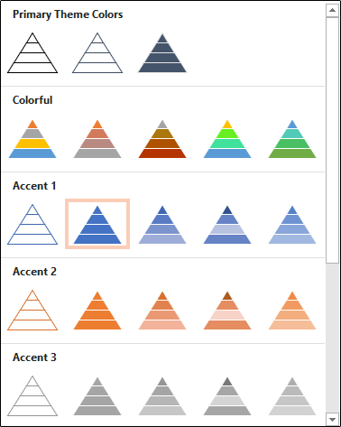 Different color schemes for the pyramid