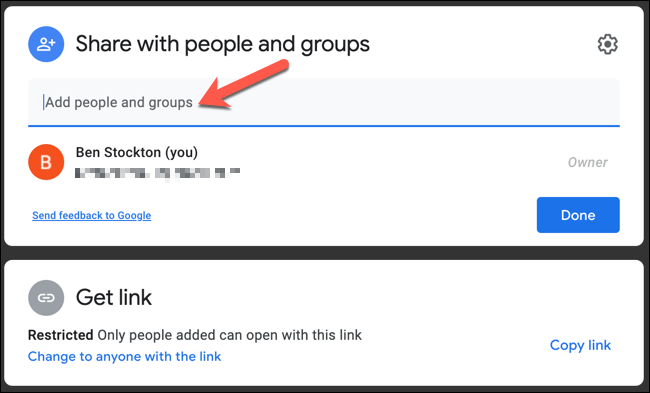 Type an email address into the "Add People and Groups" box.