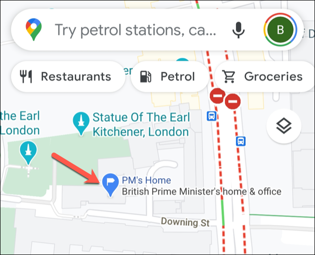 An example of a private label in the Google Maps mobile app.