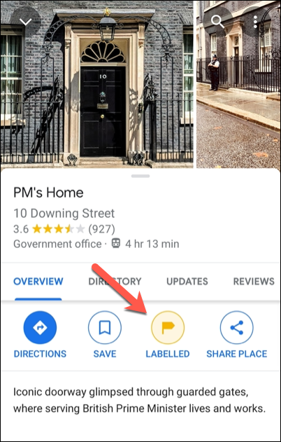 Tap "Labeled" or "Labelled" (depending on your locale) in the Google Maps information menu to change or remove an existing private label.