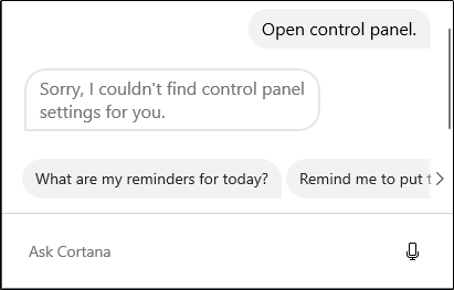 Open Control Panel error