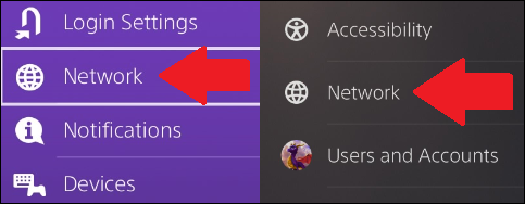 network settings on ps4 and ps5