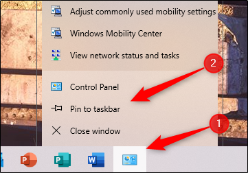 Pin Control Panel to taskbar