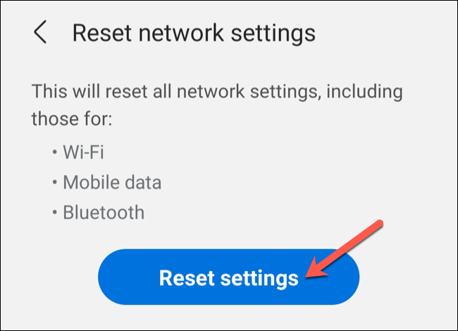Tap &quot;Reset Settings&quot; to begin the network reset process.