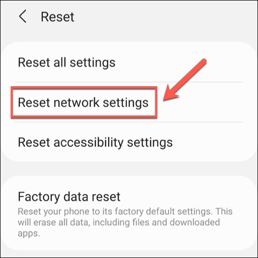 Tap the &quot;Reset Network Settings&quot; option.