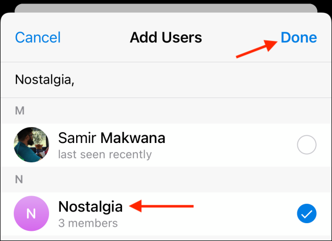 Select Users to Always Share with in Telegram for iPhone