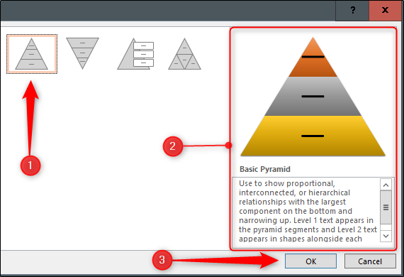 Select and insert a Pyramid