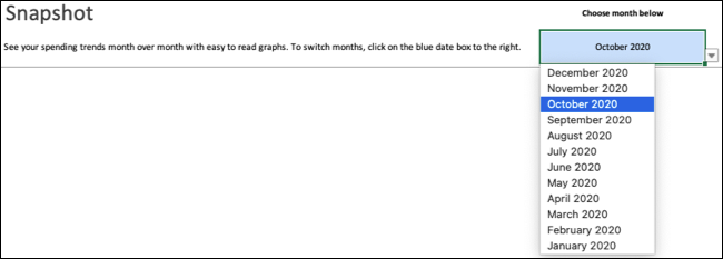 Select a month and year for Snapshot