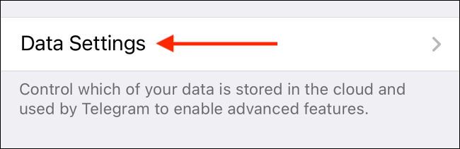 Tap Data Settings in Telegram for iPhone