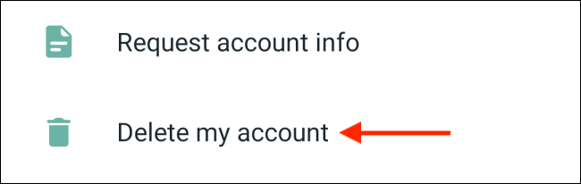 Tap Delete My Account from Account Page in WhatsApp on Android