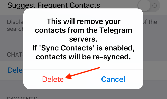 Tap Delete to Delete All Synced Contacts