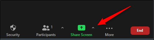 Up arrow next to share screen button