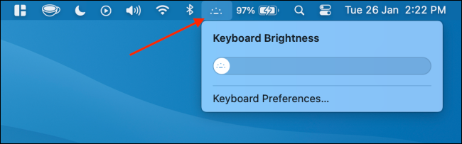 Use Keyboard Brightness Control from Menu Bar