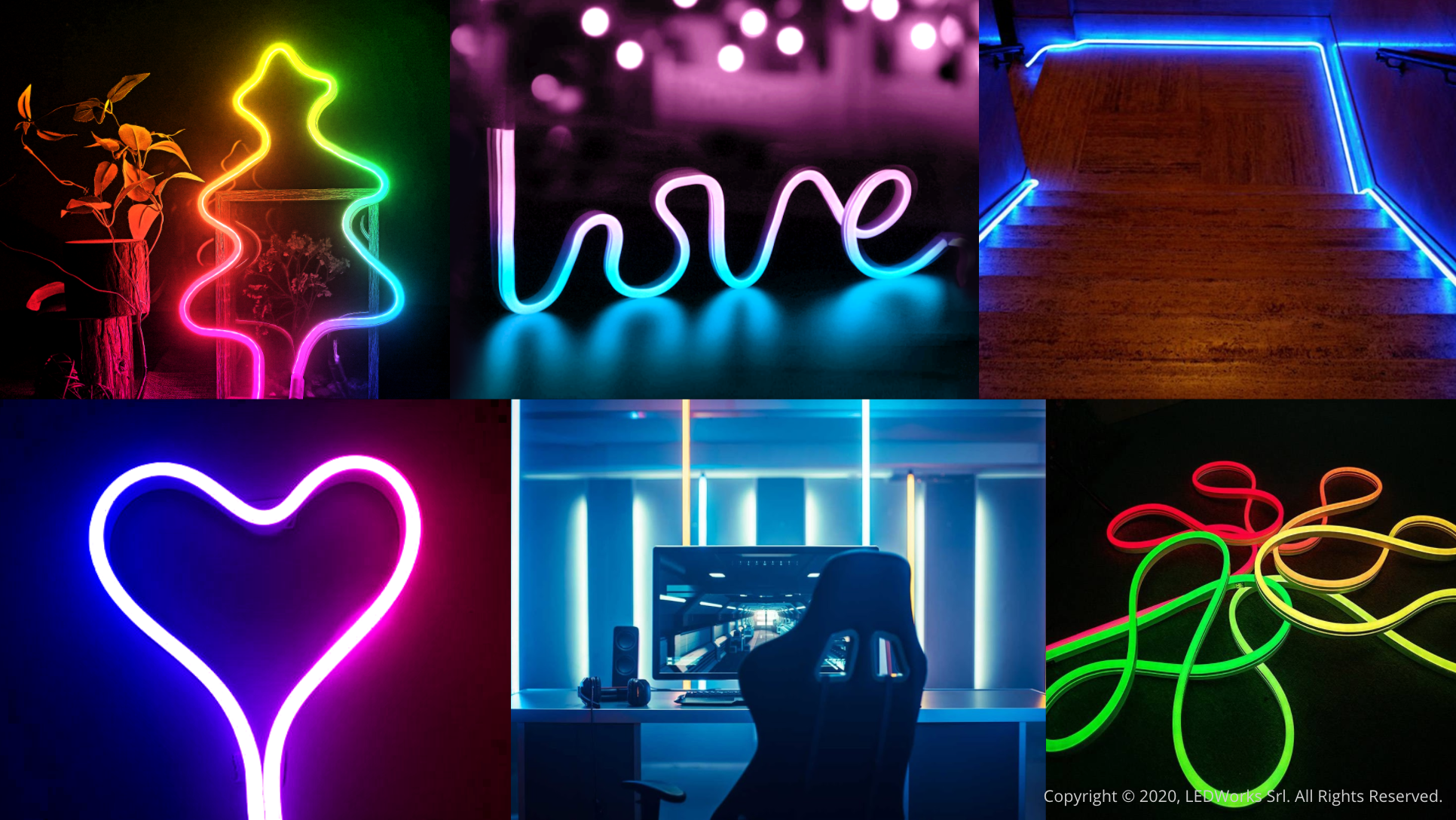 An LED tube shaped as a heart, and as the word &quot;Love&quot;