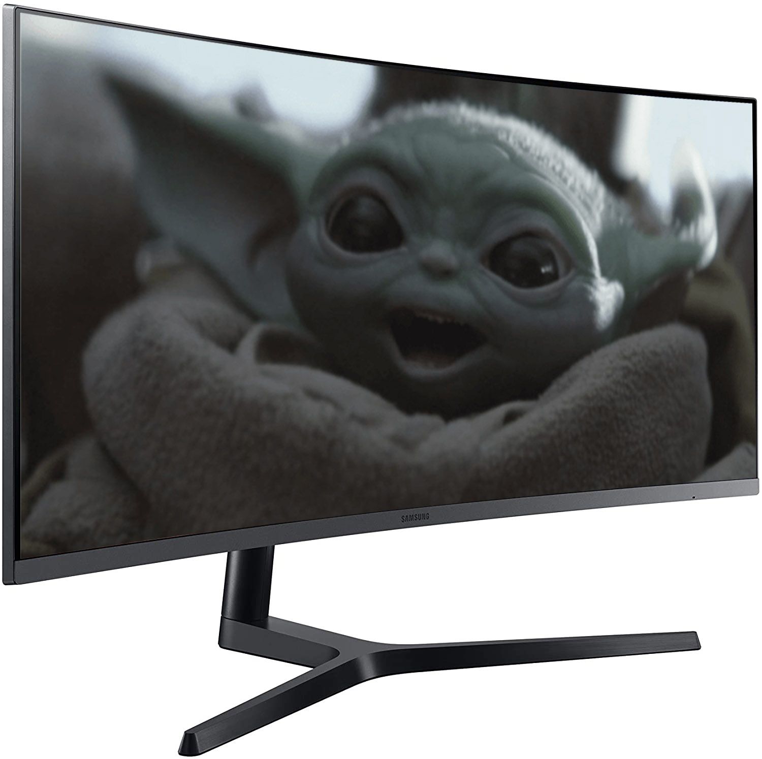 Baby Yoda on a Samsung monitor