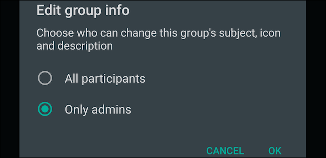Visit Edit Group info settings on WhatsApp