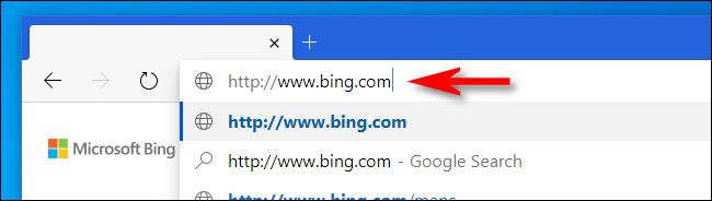 Type "bing.com" into your browser's address bar.
