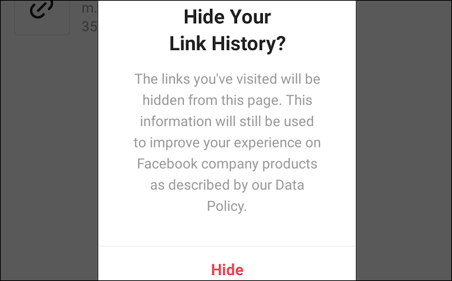 Hide your link history on Instagram