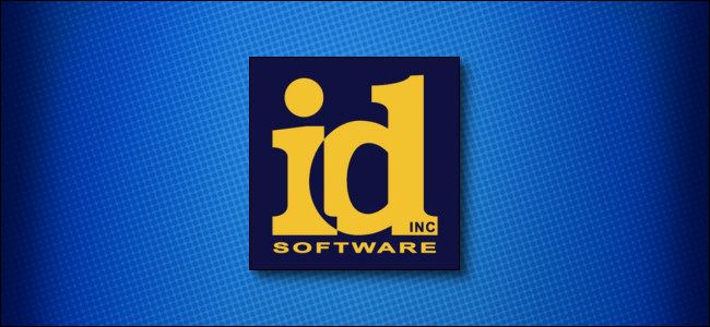 A classic id Software logo on a blue background