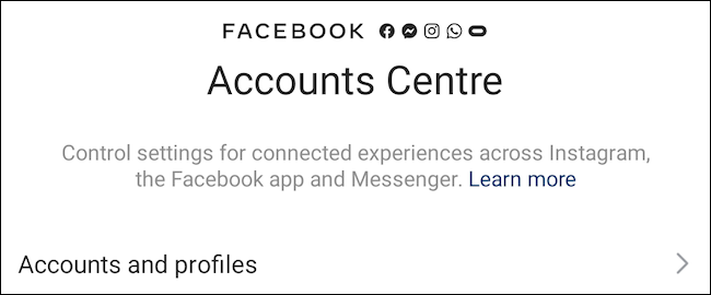 Facebook Accounts Centre on Instagram