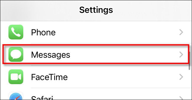In iPhone or iPad settings, tap "Messages."