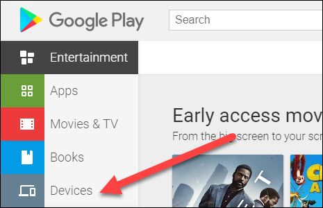 play store devices tab