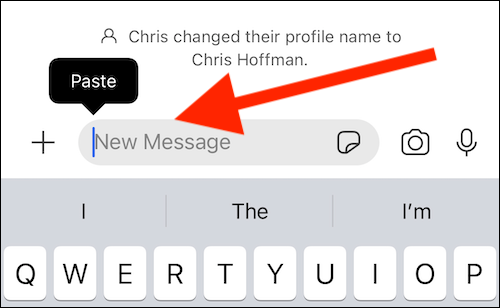 Paste a link into the "New Message" text box