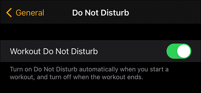 preview image showing workout do not disturb toggle