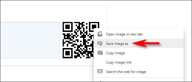 Right-click the QR code image and select "save as."