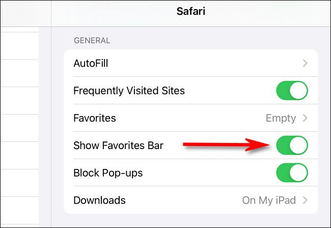 reorder safari favorites on ipad