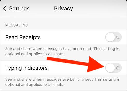 Toggle off (or on) "Typing Indicators"