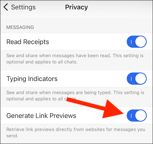 Toggle on (or off) the "Generate Link Previews" option